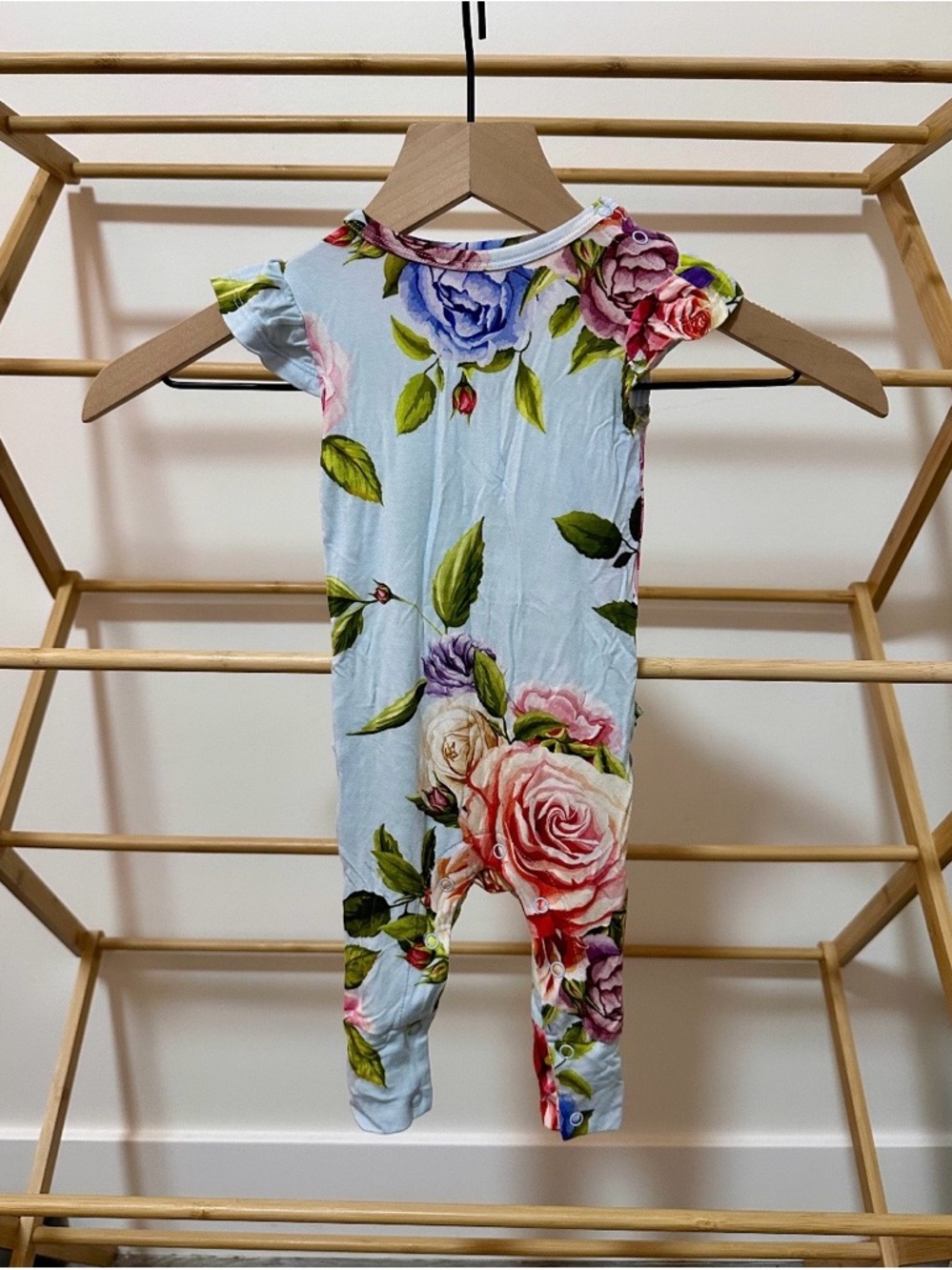 Posh Peanut Country Rose Ruffled Capsleeve Romper